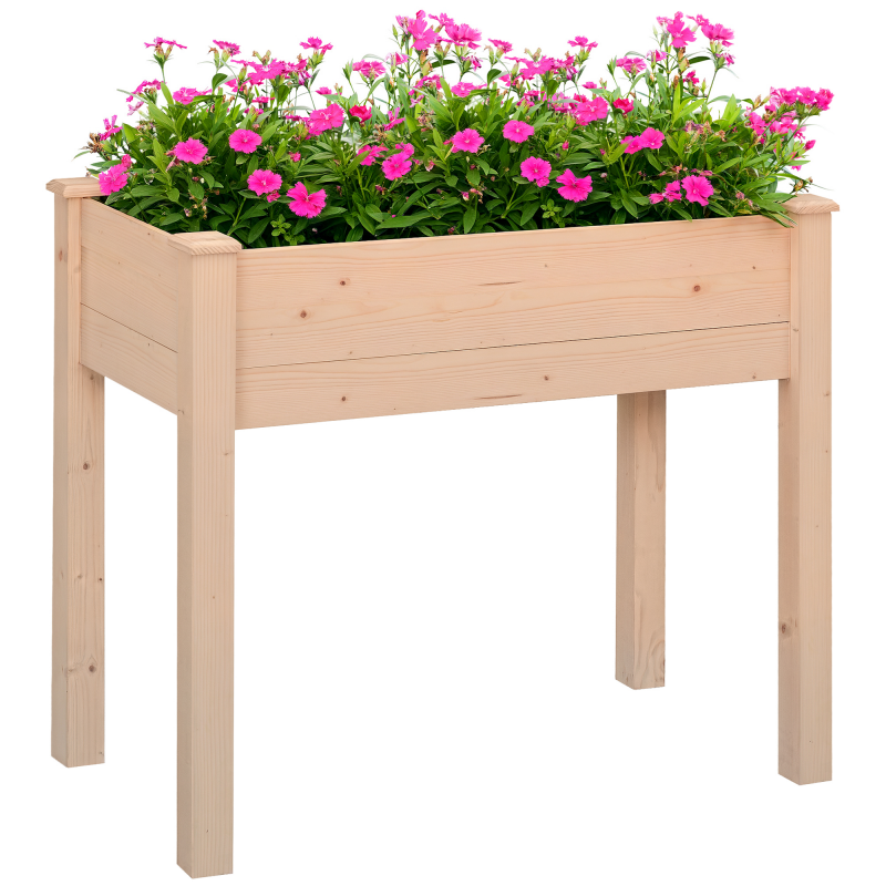 Outsunny Hochbeet Pflanzkasten Blumenkasten Kräuterbeet mit Abflusslöchern aus Massivholz Natur 86 x 46 x 76 cm für Garten & Balkon Aosom.de – Bild 1 von 2