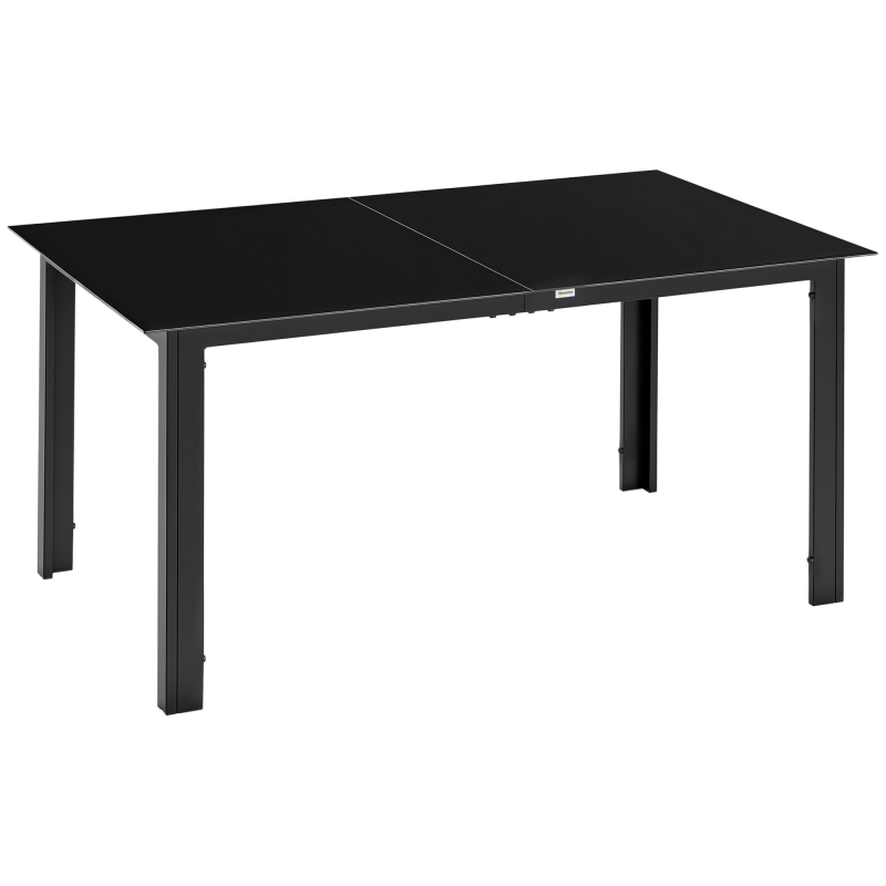 Outsunny Gartentisch für 6 Personen, Esstisch mit Glastischplatte, 150 x 90 x 74 cm, schwarzer Terrassentisch für Garten & Balkon Aosom.de – Bild 1 von 2