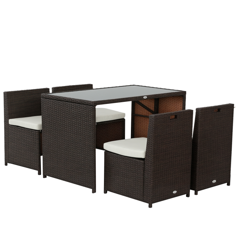 Outsunny Polyrattan Gartenset 5 tlg. Gartenmöbel Lounge Set, wetterfest & elegant für Balkon Terrasse Aosom.de – Bild 1 von 2