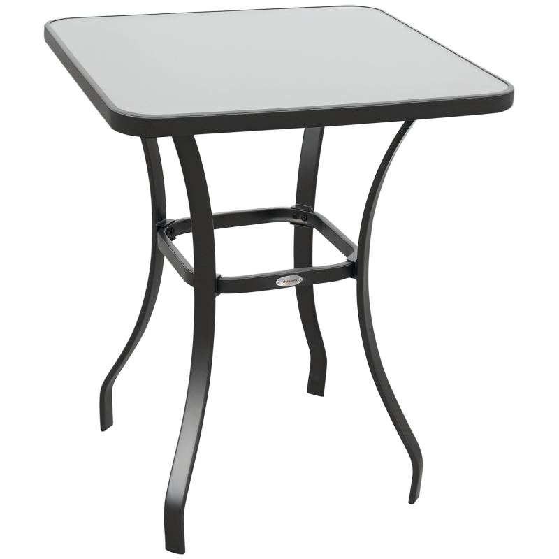 Outsunny Gartentisch quadratisch Glastisch wetterfest Schwarz 68,5x68,5cm für Balkon Terrasse Gartenmöbel Aosom.de – Bild 1 von 2