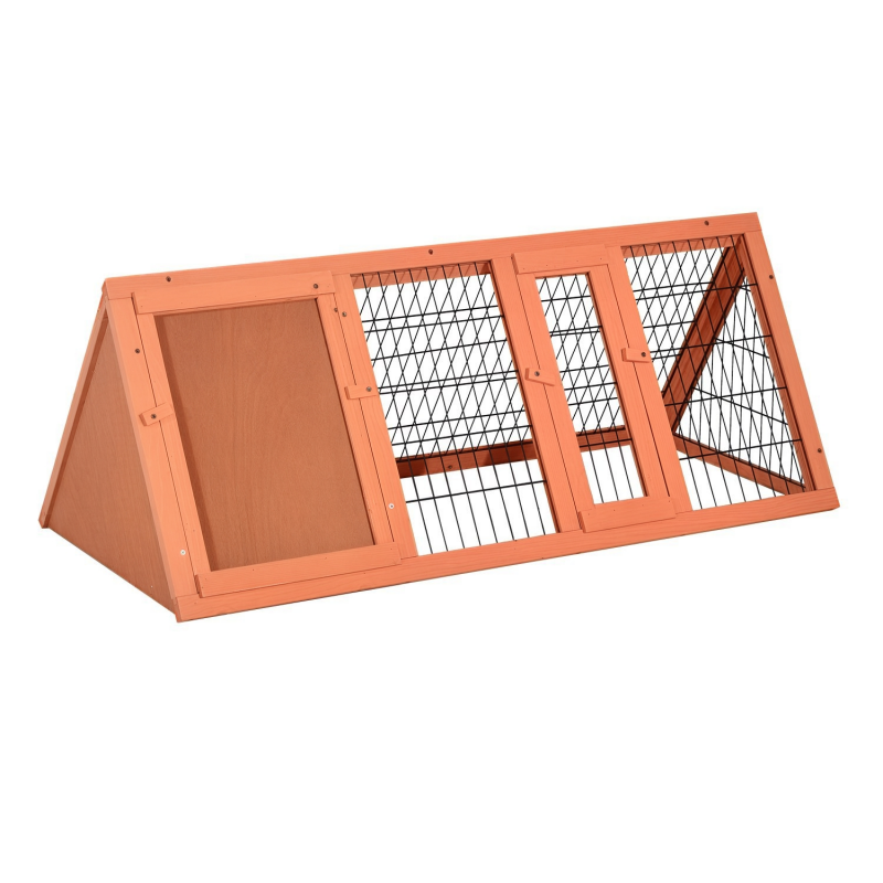 PawHut Kleintierstall Meerschweinchenstall 118x50x45 cm 3-eckig mit Freigehege Auslauf Orange für glückliche Haustiere Aosom.de – Bild 1 von 2