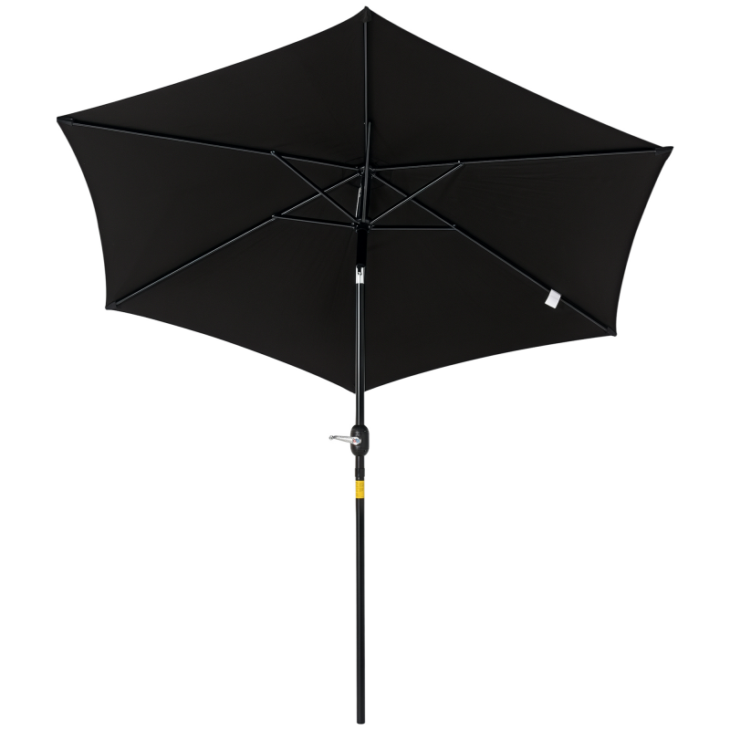 Outsunny Knickschirm Sonnenschirm Gartenschirm Marktschirm mit Handkurbel Alu 180/㎡ Polyester Schwarz ∅2,7 x 2,35 m Aosom – Bild 1 von 2