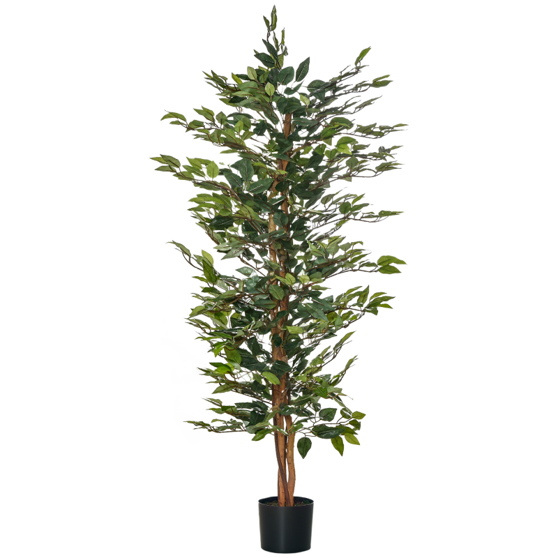 HOMCOM künstlicher Ficus-Baum Dekorative Kunstpflanze 150 cm für Innen und Außen im Kunststofftopf pflegeleicht Aosom.de – Bild 1 von 2