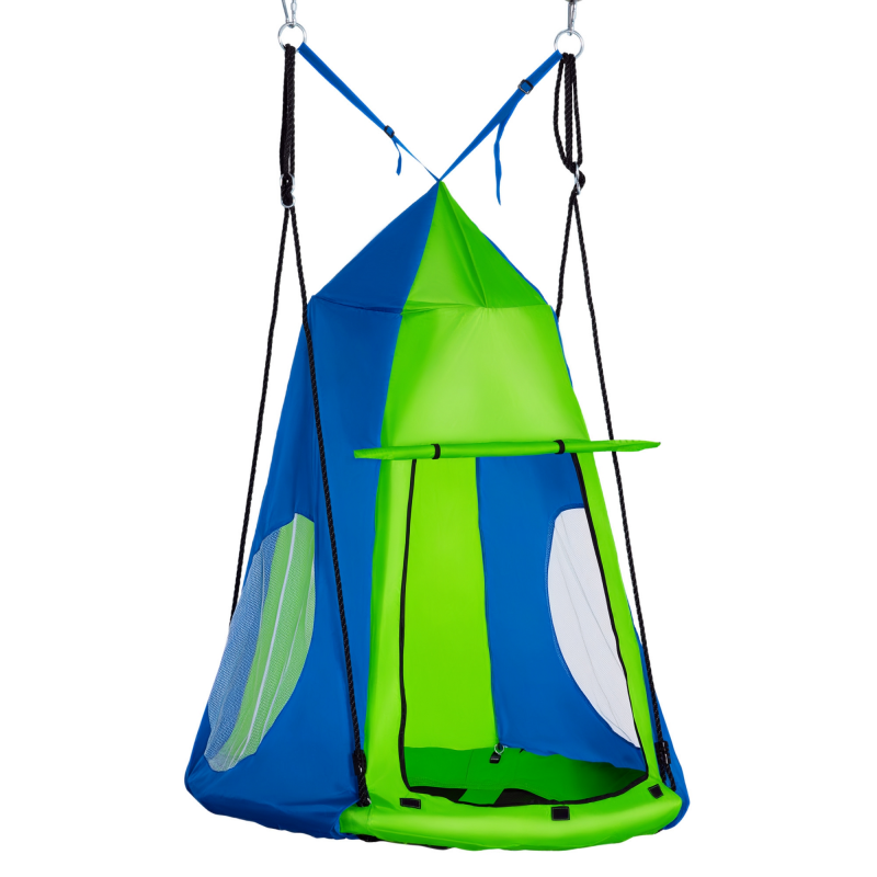 Outsunny Nestschaukel Zelt Ø100cm für Kinder, Tür/Fenster, max. 200kg, runde Schaukel für Garten & Spielplatz Aosom.de – Bild 1 von 2