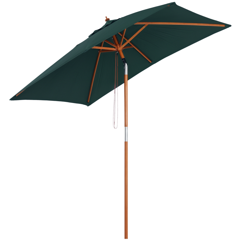 Outsunny Sonnenschirm Knickbar 200x150cm aus Tannenholz, 3-stufig einstellbar, grüner Gartenschirm für Terrasse & Garten Aosom.de – Bild 1 von 2
