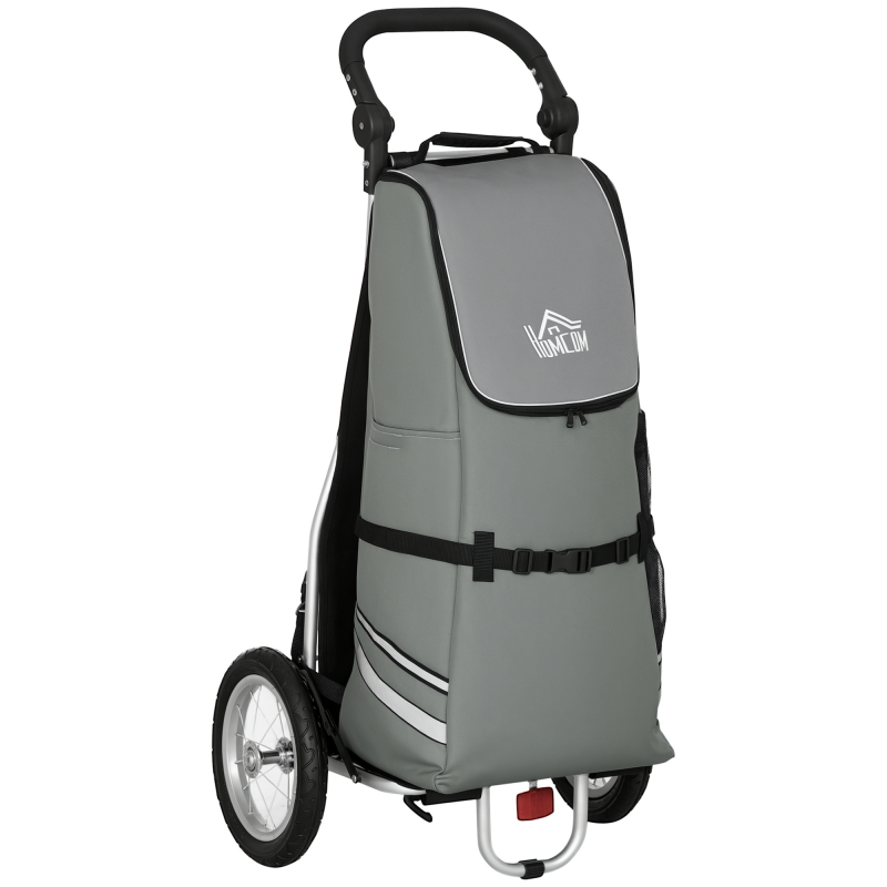 HOMCOM Lastenanhänger & Einkaufstrolley 2 in 1 Für Fahrradanhänger, mit Verbindungsschellen, 24,3kg, 55L, Alu+Oxford, Grau+Silber, 53x43x110cm Aosom – Bild 1 von 2