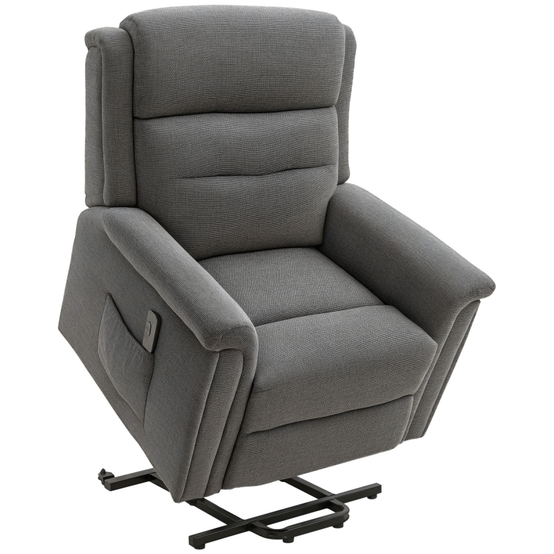 HOMCOM elektrischer Aufstehsessel, belastbar bis 170 kg, Fernsehsessel, Relaxsessel mit Liegefunktion, Seniorensessel, Grau 89x96x108cm Aosom – Bild 1 von 2