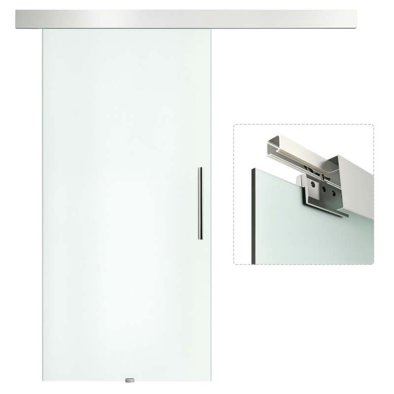 HOMCOM Schiebetür Zimmertür aus Glas mit Griffstange, einseitig satiniert 102,5x205 cm, modern & elegant für Wohnräume Aosom.de – Bild 1 von 2