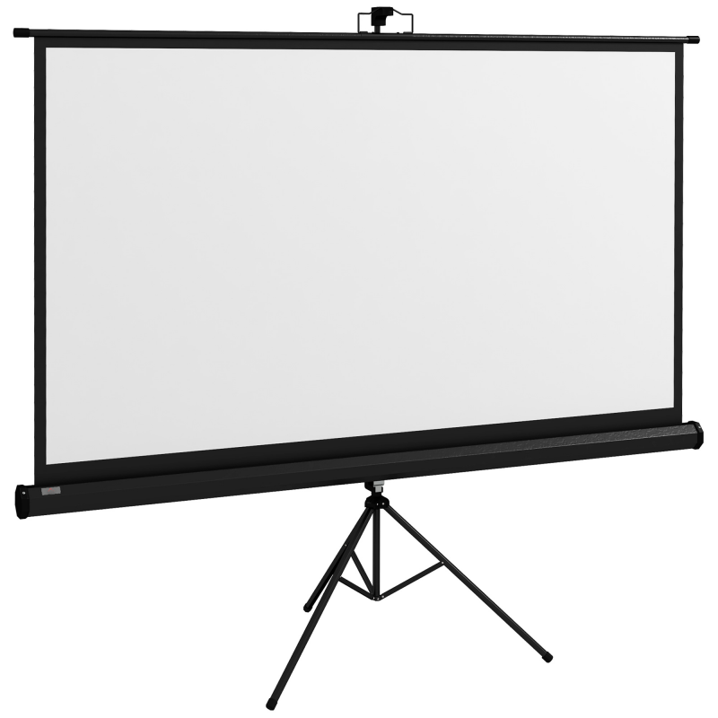 HOMCOM Projektorleinwand 84 Zoll 4K HD 16:9 mit Verstellbarem Faltbarem Ständer, Tragbare Metallprojektorleinwand, Betrachtungswinkel von 160 Grad, für Zuhause, Heimkino, Draußen, Schwarz Aosom – Bild 1 von 2