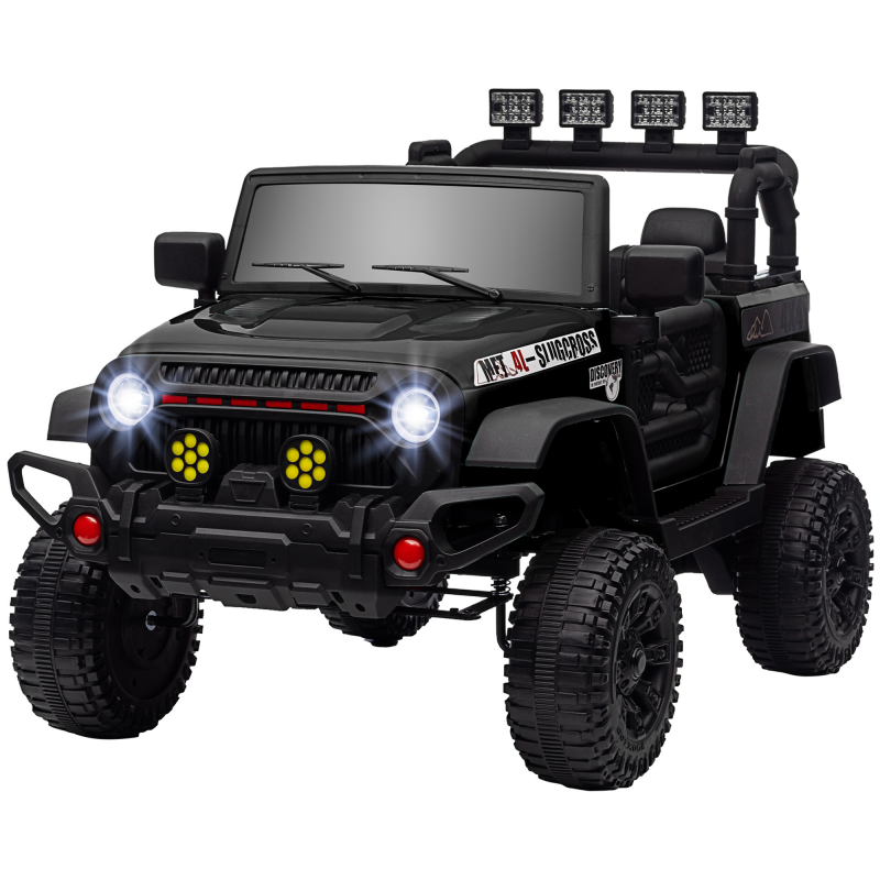 AIYAPLAY Elektroauto Kinder UTV mit 2,4G Fernbedienung und 2 Motoren 12 V, Kinderbuggy Elektroauto, 3 Geschwindigkeiten, Musik, Hupe, LED-Lichter, sanfter Start und stoßdämpfende Räder, 3-5 Jahre, Schwarz Aosom – Bild 1 von 2