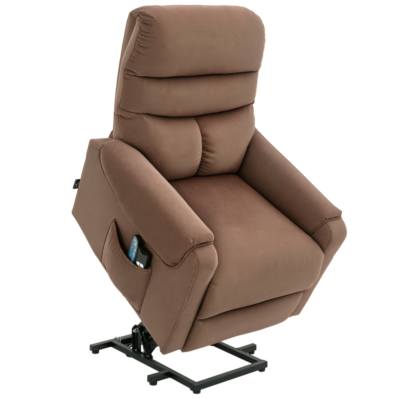 HOMCOM Fernsehsessel Aufstehsessel elektrisch mit Massagefunktion Heizung Liegefunktion Polyester hellbraun 79x97x103cm für Komfort & Entspannung Aosom.de – Bild 1 von 2