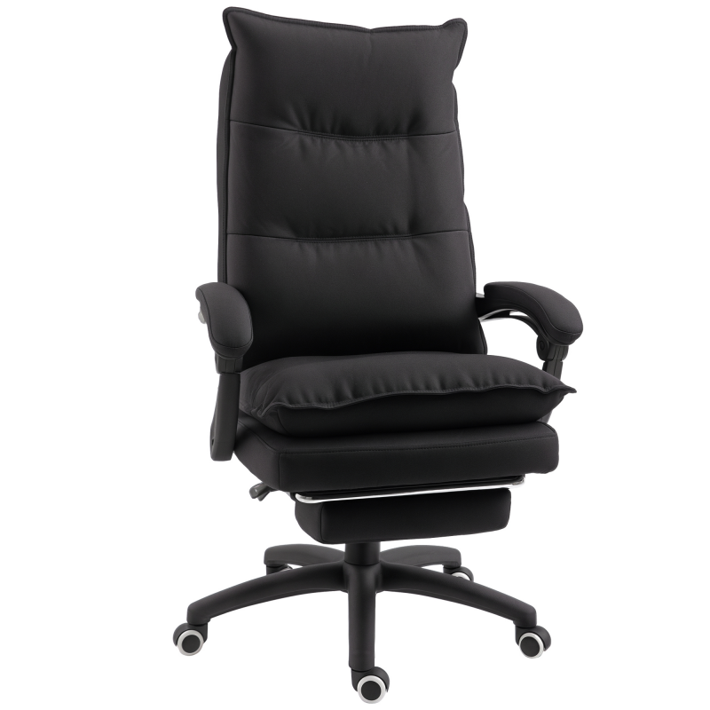 Vinsetto Bürostuhl mit Massagefunktion, bis 120kg, mit Fußstütze, ergonomischer Schreibtischstuhl, höhenverstellbar, Schwarz Aosom.de – Bild 1 von 2