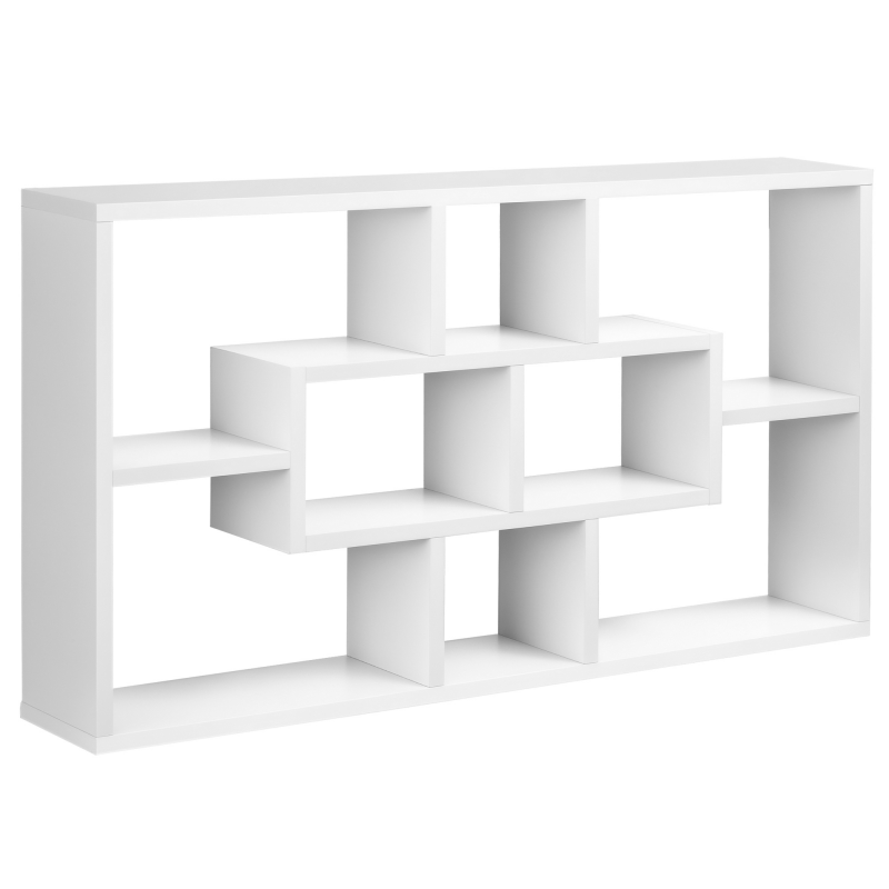 HOMCOM Wandregal Hängeregal Schweberegal Regal Bücherregal Wandboard Organizer Lowboard Holz Weiß 85 x 14,5 x 47,5 cm Aosom – Bild 1 von 2