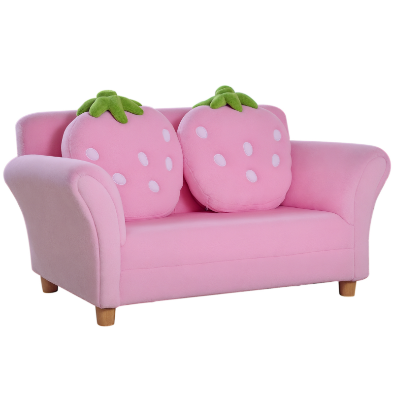 HOMCOM Kindersofa Erdbeere Gemütliches Sofa & Sessel für Kinderzimmer, Softsofa Doppelsofa Einzelsofa, Kinder Stuhl Aosom – Bild 1 von 2