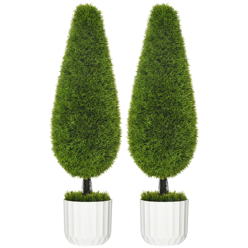 HOMCOM Kunstpflanze Zypresse 2er-Set 90 cm künstliche Zimmerpflanze im Topf mit Kunstmoos für Indoor & Outdoor Dekoration Aosom.de – Bild 1 von 2