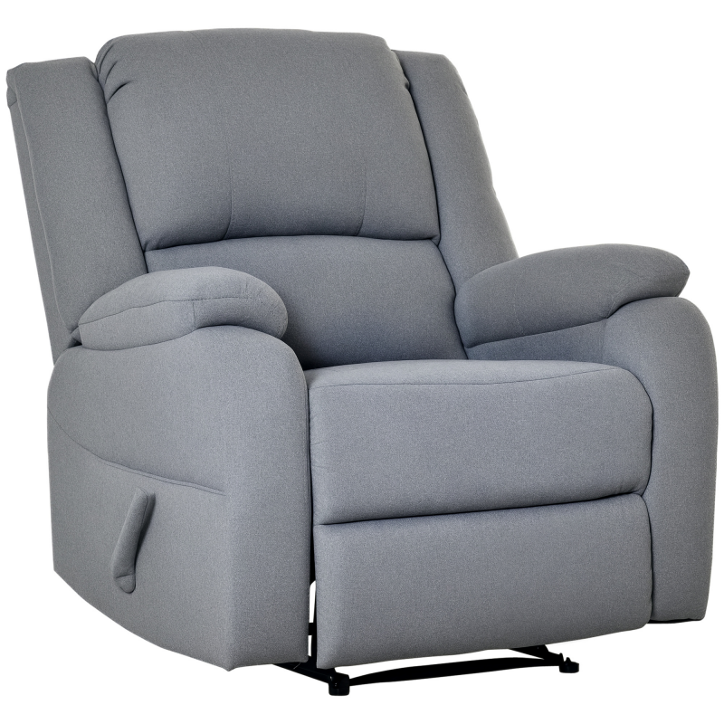 HOMCOM Relaxsessel Fernsehsessel mit Liegefunktion und Seitentasche, grau, leinenartiges Polyester, 90 x 96 x 98 cm, ideal für Wohnzimmer Aosom.de – Bild 1 von 2