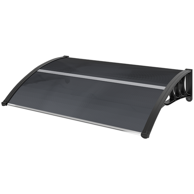 Outsunny Vordach für Haustür 100 x 75 cm Pultbogenvordach Überdachung aus Aluminium und Polycarbonat Pultvordach mit UV Schutz Haustürvordach für Balkon, Sonnenschutz, Regenschutz, Schwarz Aosom – Bild 1 von 2