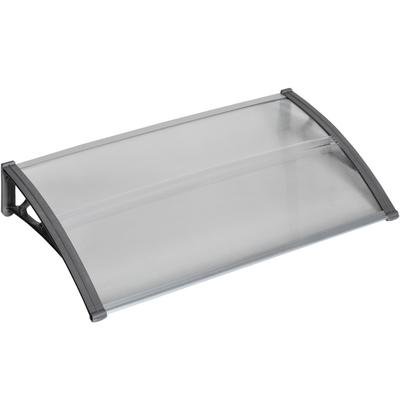 Outsunny Pultvordach Vordach für Haustür 110 x 60 x 18 cm Überdachung mit UV Schutz, Regenschutz Sonnenschutz für draußen Alu Grau Aosom – Bild 1 von 2