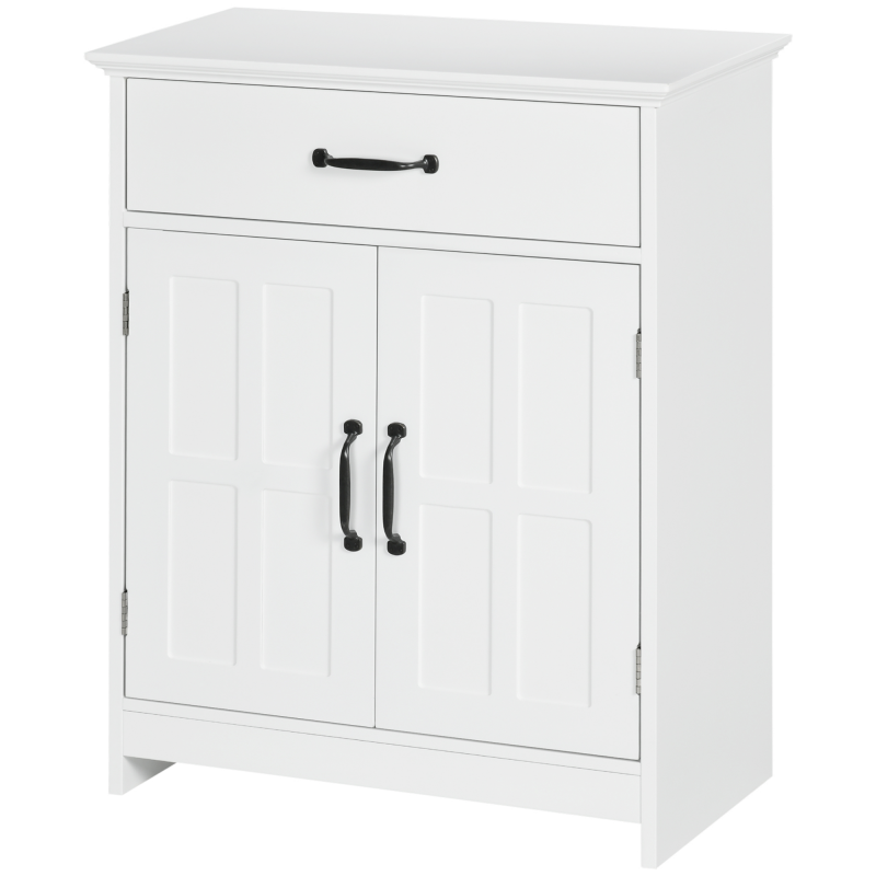 kleankin Badezimmer Unterschrank mit Doppeltür, Schublade und verstellbarem Regal, Aufbewahrungsmöbel für Wohnzimmer, Toilette, 60 x 30 x 75 cm, weiß Aosom – Bild 1 von 2