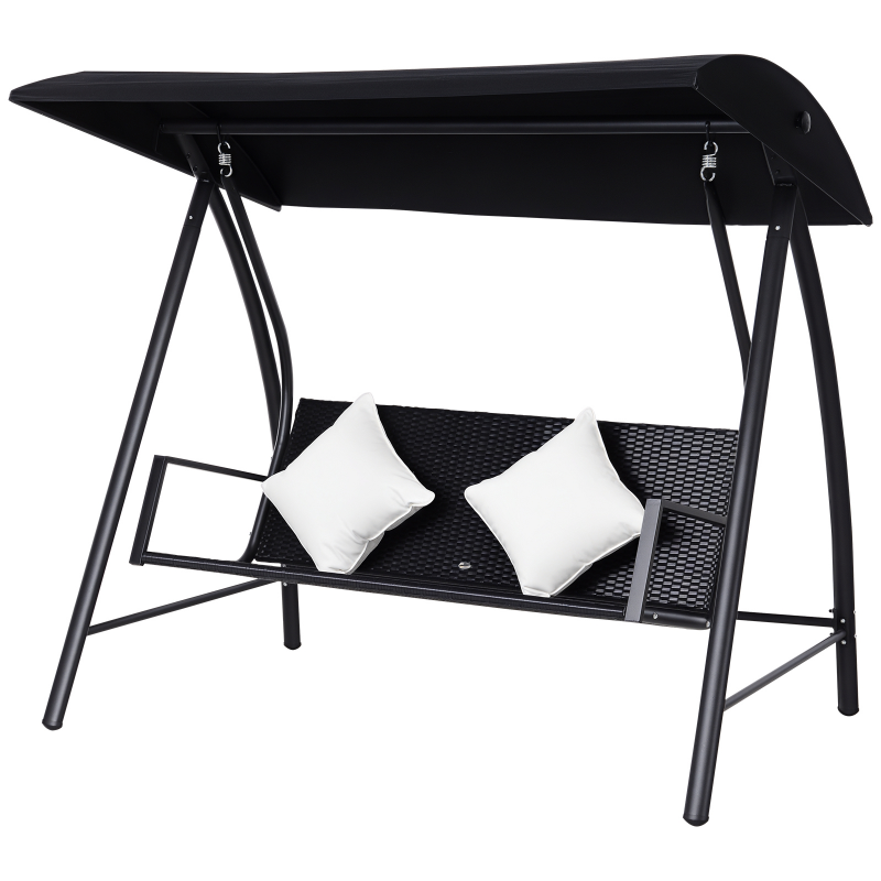 Outsunny 3-Sitzer Hollywoodschaukel Polyrattan Metall mit Kissen belastbar bis 360kg, elegant und bequem, für Garten & Terrasse Aosom.de – Bild 1 von 2