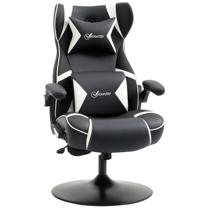 Vinsetto Gamingstuhl mit Wippfunktion, höhenverstellbarer Bürostuhl, ergonomischer Computerstuhl mit Lautsprecher, Lenden- und Nackenstütze Aosom – Bild 1 von 2