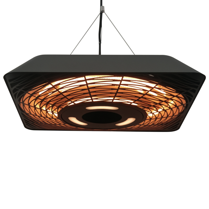 Outsunny Deckenheizstrahler 800W/1200W/2000W, 5 Modi Heizstrahler, IP45, Elektro Heizpilz mit Fernbedienung, Alu, Glas, Schwarz, 45x45x10cm Aosom – Bild 1 von 2