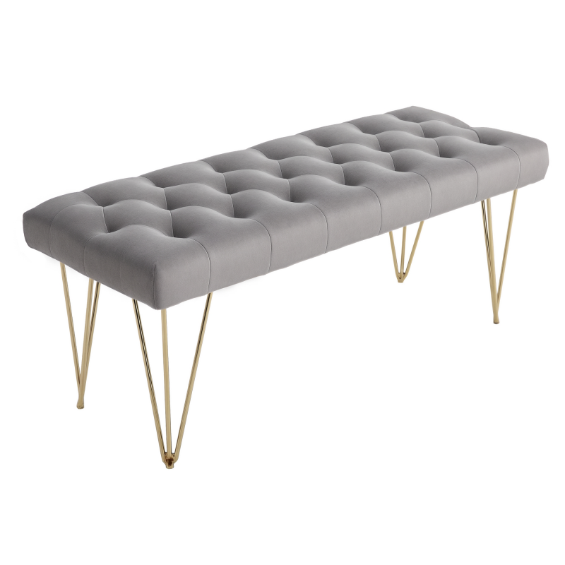HOMCOM Sitzbank Eingangsbereich Schuhbank mit Samtbezug Velvet Grau 116x44,5x49cm ideal für Flur & Diele Aosom.de – Bild 1 von 2