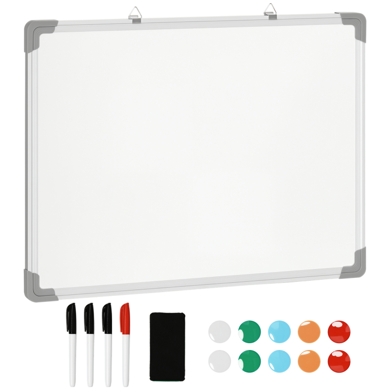 HOMCOM Whiteboard Magnetisch 60x1,8x45cm mit 4 Markern, 1 Radiergummi, 10 Magneten, Staffelei & Wandmontage Aosom.de – Bild 1 von 2