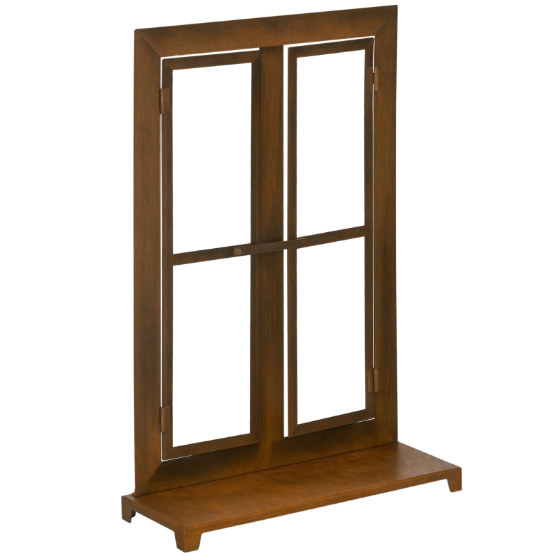Outsunny Eisenfenster Edelrost Sprossenfenster 55x80cm mit Schwelle & Riegel rustikal-braun für Garten Dekoration Aosom.de – Bild 1 von 2