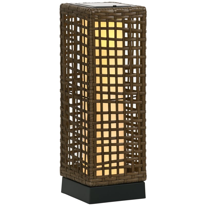 Outsunny Solarlampe Rattan LED Außenleuchte mit Lichtsensor wasserdicht 15,5x15,5x46cm für Garten & Terrasse Aosom.de – Bild 1 von 2