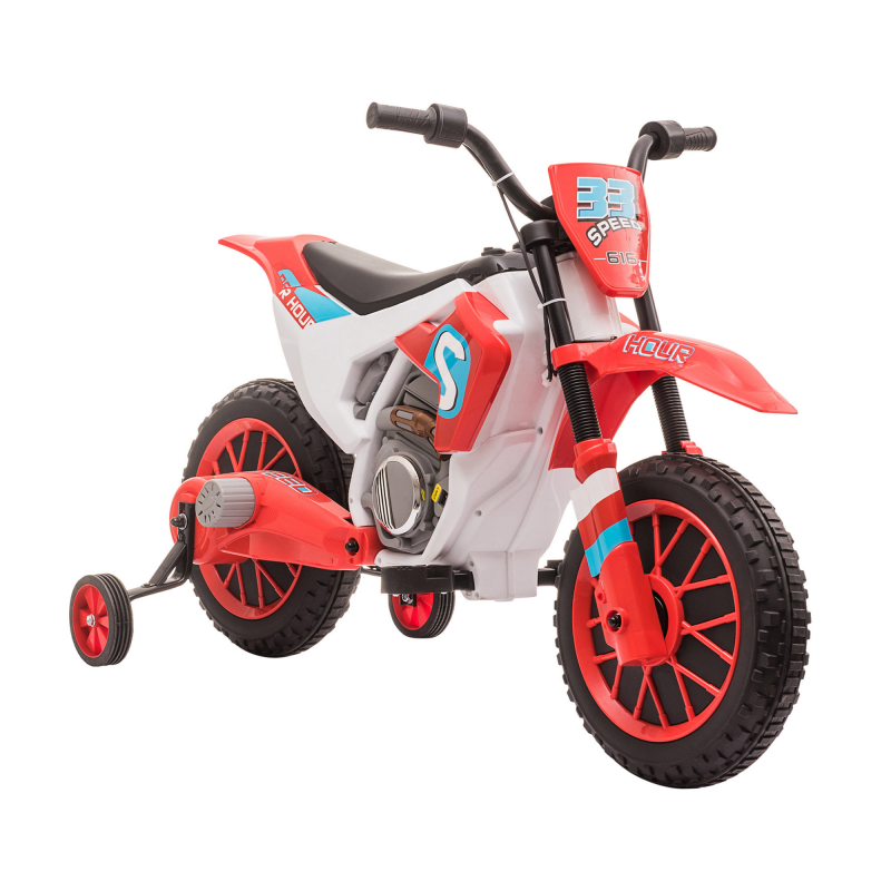 HOMCOM Kinder Elektro-Motorrad Kindermotorrad 12V Kinderfahrzeug Elektrofahrzeug mit 2 abnehmbaren Stützrädern für Kinder ab 3 Jahre Aosom – Bild 1 von 2