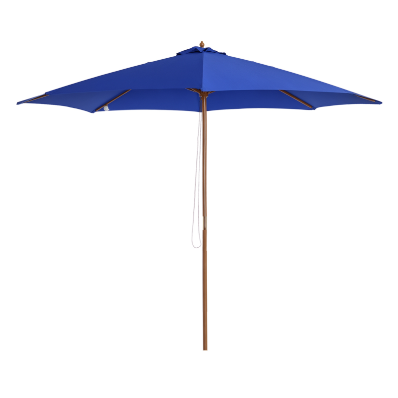 Outsunny Sonnenschirm für Balkon 300 cm Ampelschirm aus Holz, Gartenschirm, Balkonschirm, Bambus, Blau Aosom – Bild 1 von 2