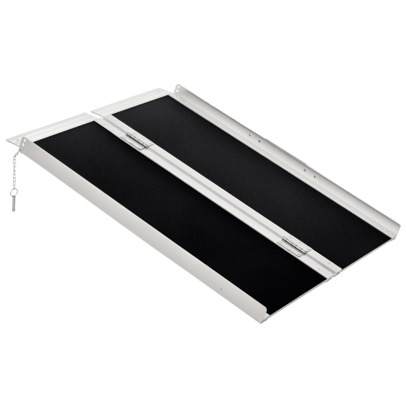 HOMCOM Rollstuhlrampe Auffahrrampe für Rollstühle und Rollatoren faltbar mit Tragegriff 270 kg belastbar Schwarz 93 x 73 x 5 cm Aosom.de – Bild 1 von 2