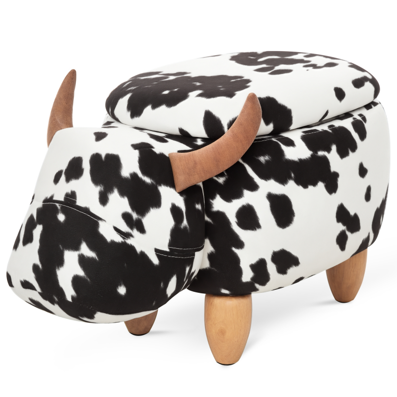 HOMCOM Tierhocker Dekohocker mit Stauraum 62x35x36cm Polsterhocker im Schweinchen-Design Schwarz Weiß für Wohnzimmer & Kinderzimmer Aosom.de – Bild 1 von 2