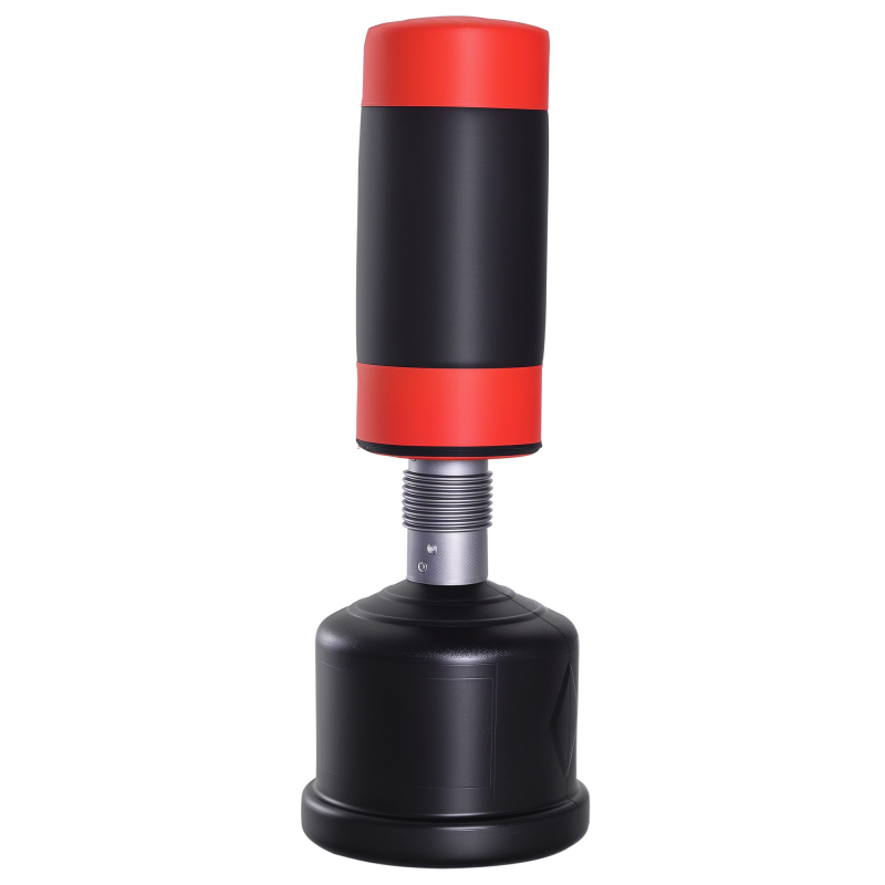 HOMCOM Standboxsack Boxpuppe Boxdummy 158-186 cm höhenverstellbar für Boxtraining und Fitness, schwarz-rot Aosom.de – Bild 1 von 2