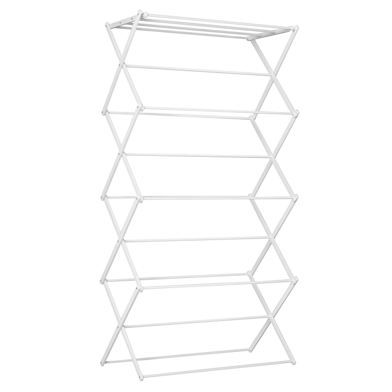 HOMCOM Wäscheständer faltbar 8-stufig Turmtrockner Metall Kunststoff Weiß 74x35x144cm Aosom – Bild 1 von 2