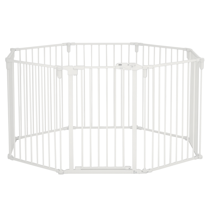 PawHut Welpenauslauf Freigehege Schutzgitter mit Tür, flexibel, klappbar, 8 Paneele, 60x76cm, Weiß Aosom – Bild 1 von 2
