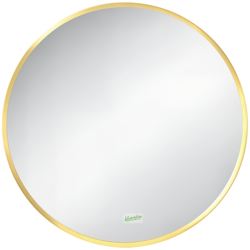 kleankin LED Badspiegel runder Wandspiegel Ø50 cm mit Memoryfunktion IP44 für Badezimmer Wohnzimmer Schlafzimmer Gold Aluminium Aosom.de – Bild 1 von 2