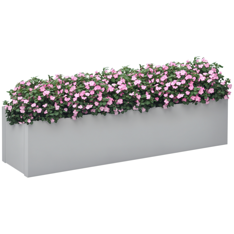 Outsunny Pflanzkübel Kräuterkübel Blumentopf Stahl 91x22x22cm grau für Balkon & Terrasse Aosom.de – Bild 1 von 2