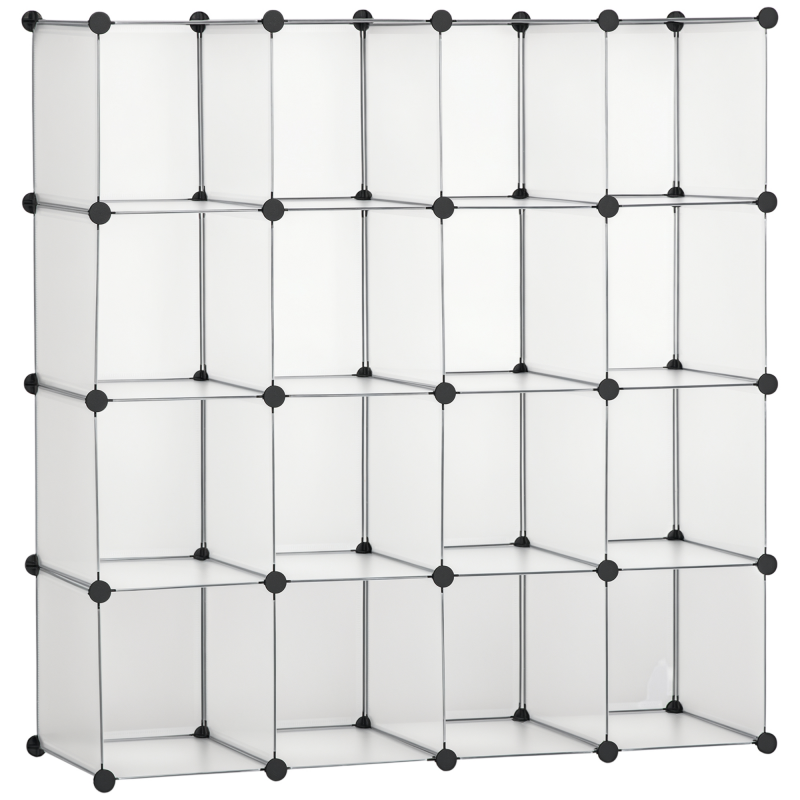 HOMCOM DIY Würfel Regalsystem 16 Würfel Aufbewahrungsbox Kunststoffschrank Weiß 125x32x125cm ideal für Kinderzimmer & Wohnzimmer Aosom.de – Bild 1 von 2