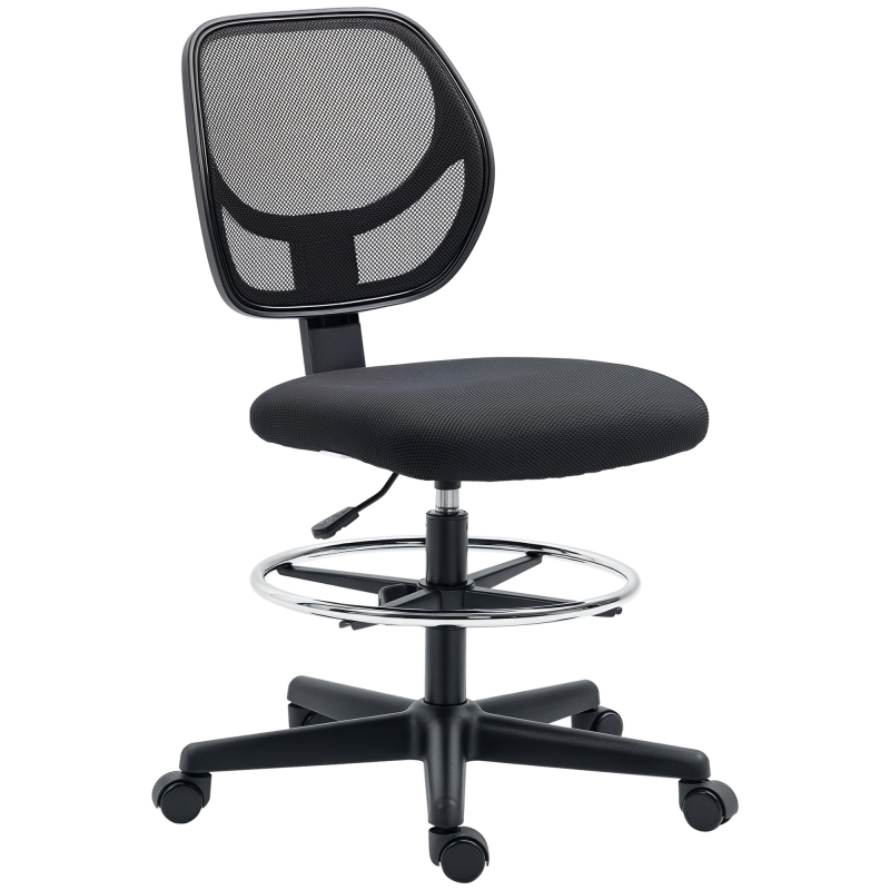 Vinsetto Stehstuhl Büro, höhenverstellbarer ergonomischer Bürostuhl, Drehstuhl mit verstellbarer Fußstütze, Schwarz für komfortables Arbeiten Aosom.de – Bild 1 von 2