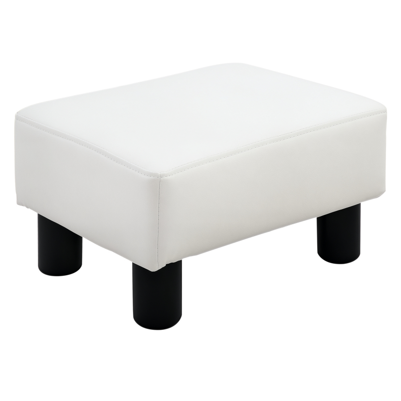 HOMCOM Fußhocker Chesterfield Sitzhocker aus Kunstleder, Weiß, 40x30x24cm Aosom – Bild 1 von 2
