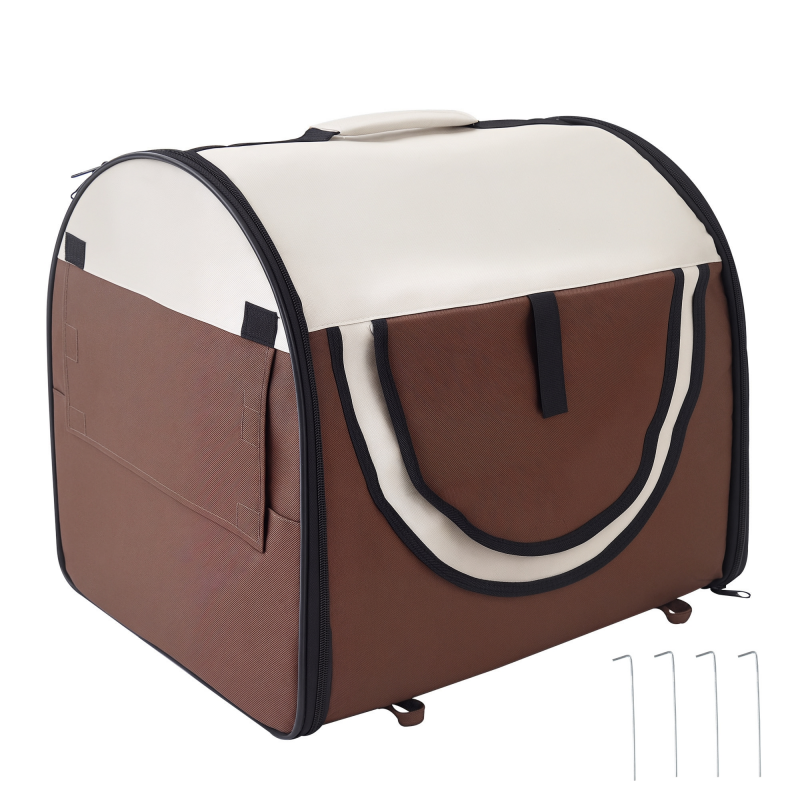 PawHut Hundetransportbox Faltbarer Haustierrucksack mit Kissen, wasserdicht, Oxfordstoff, Kaffee, 61x46x51 cm Aosom – Bild 1 von 2
