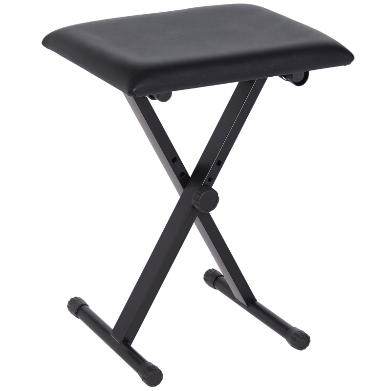HOMCOM Klavierhocker Klavierbank höhenverstellbar, zusammenklappbar, Metall, Kunstleder, Schaumstoff, Schwarz, 39 x 29 x 37-47 cm Aosom – Bild 1 von 2
