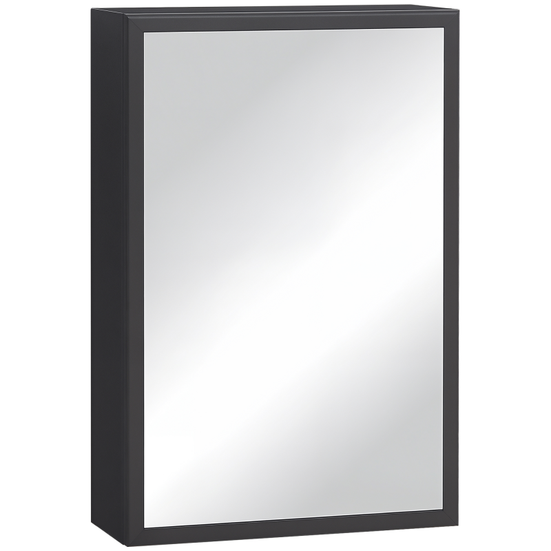 kleankin Spiegelschrank Moderner Hängeschrank mit Spiegel 3 Schichten Schwarz 40x15x60 cm für Badezimmer & Platzsparende Aufbewahrung Aosom.de – Bild 1 von 2