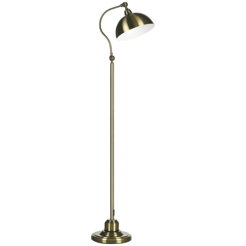 HOMCOM Stehlampe Retro Bogenlampe mit verstellbarem Lampenschirm E27 Messingoptik für Wohnzimmer & Schlafzimmer Aosom.de – Bild 1 von 2