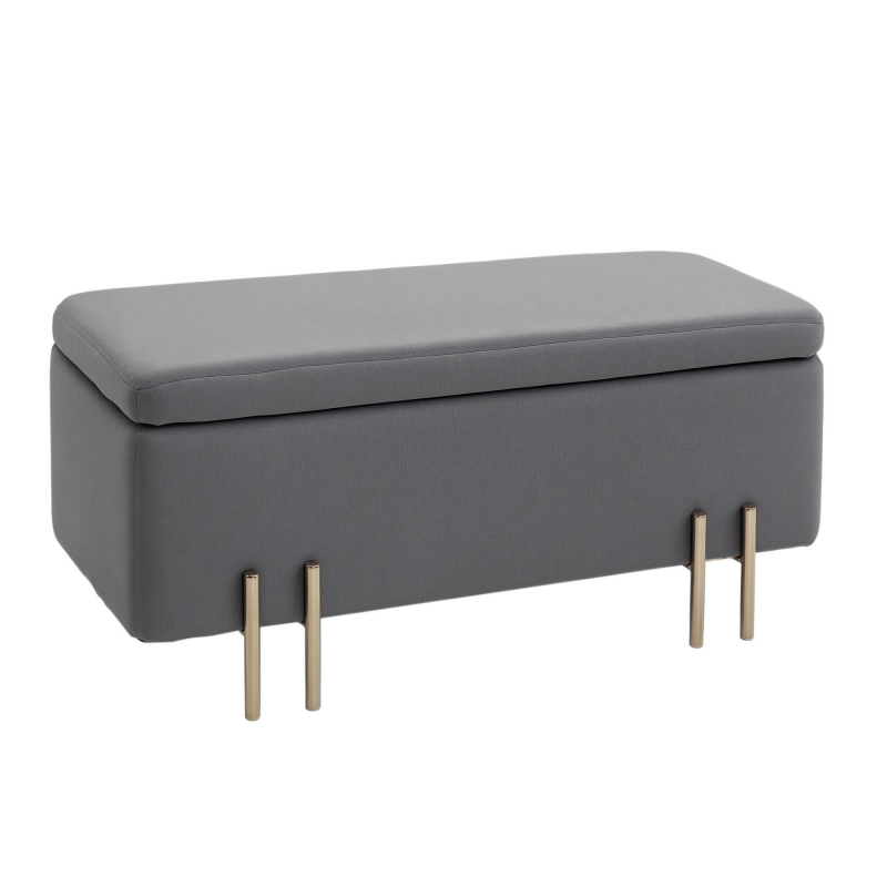 HOMCOM Sitzbank Polsterbank mit Stauraum Truhenbank Dunkelgrau Stoff Metall Gummiholz 100x40x42cm für Flur Wohnzimmer Aosom.de – Bild 1 von 2