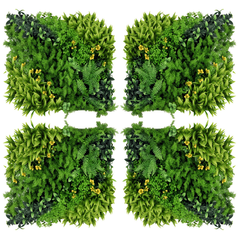 Outsunny Künstliche Pflanzenwand 12 Stück UV-Schutz Sichtschutz 50x50 cm mehrblättriges Design für Garten Balkon Terrasse Aosom.de – Bild 1 von 2
