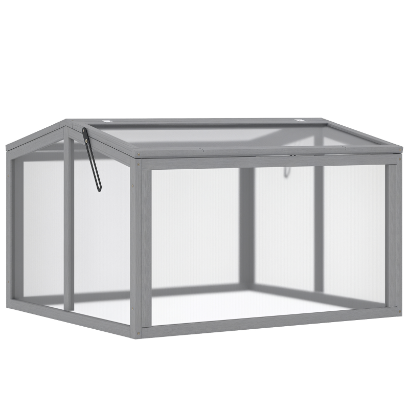 Outsunny Frühbeet 90 x 80 x 58 cm Gewächshaus Treibhaus Pflanzenbeet mit Abdeckung aus Holz & Polycarbonat in Hellgrau Aosom.de – Bild 1 von 2