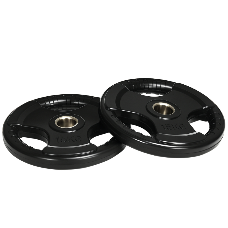 SPORTNOW Hantelscheiben 2er-Set 15 KG Tri-Grip gummierte Olympiascheiben bodenschonend mit 5 cm Bohrung für Krafttraining Aosom.de – Bild 1 von 2